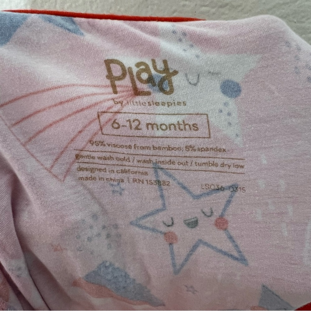 Little Sleepies Bamboo Zipper Romper Pink Star Print Short Sleeve Size 6-12M - Picture 8 of 8